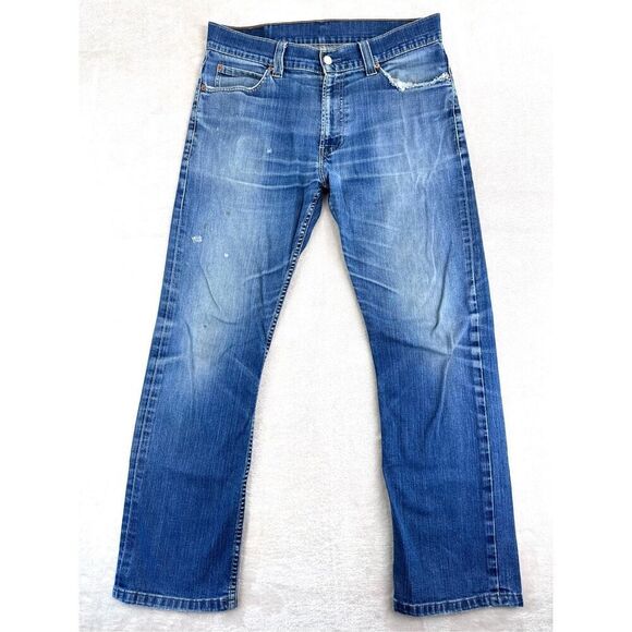 Levi's Jeans Mens 34x30 Blue 506 Irregular Distressed Washed Denim (tag 36x34) - Picture 1 of 10